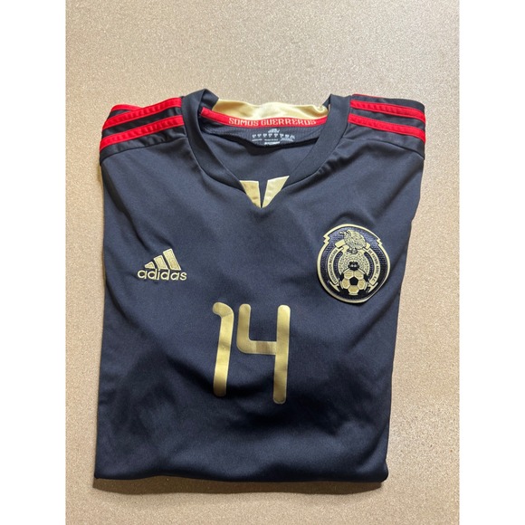 Adidas Mexico Soccer Jersey Chicharito #14 Black Gold Trim XL/TG Mens y2k - Picture 1 of 9